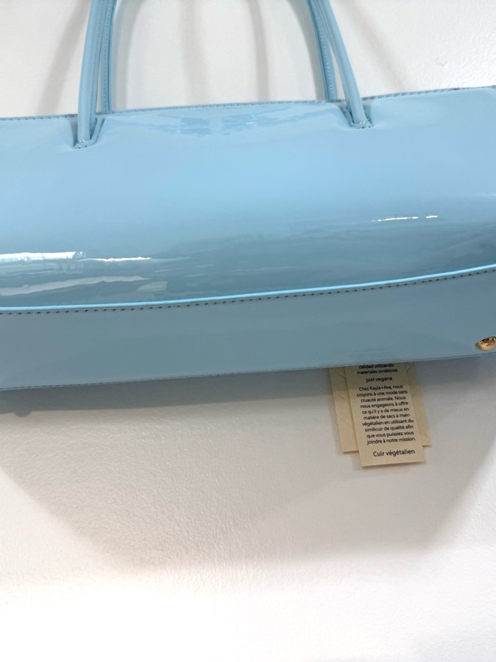 KAYLA & AVA Light Blue Patent Shoulder Bag - Picture 7 of 11